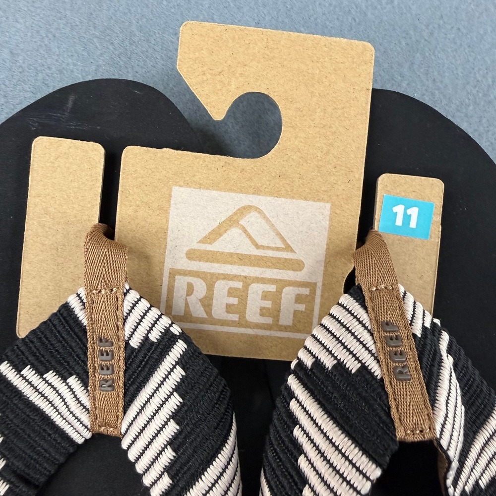 Reef Spring Woven Flip Flops Women 11 Black Pebble CI6717-110-M Recycled Webbing - Picture 2 of 7